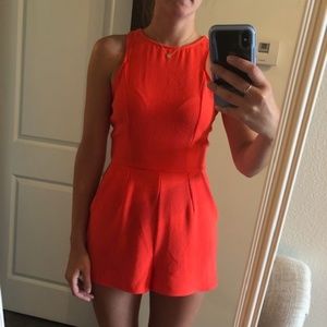 Coral Orange Romper with Pockets